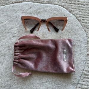 Miu Miu Rasoir Pink Cat-Eye Half-Rim Sunglasses